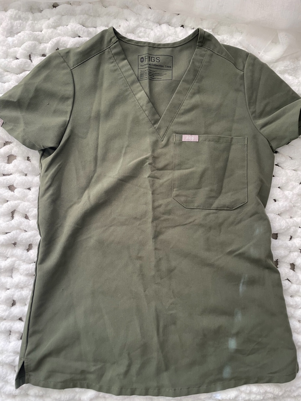 Figs Olive Green V-Neck Medical Scrub Top XXS and Pants XXSP